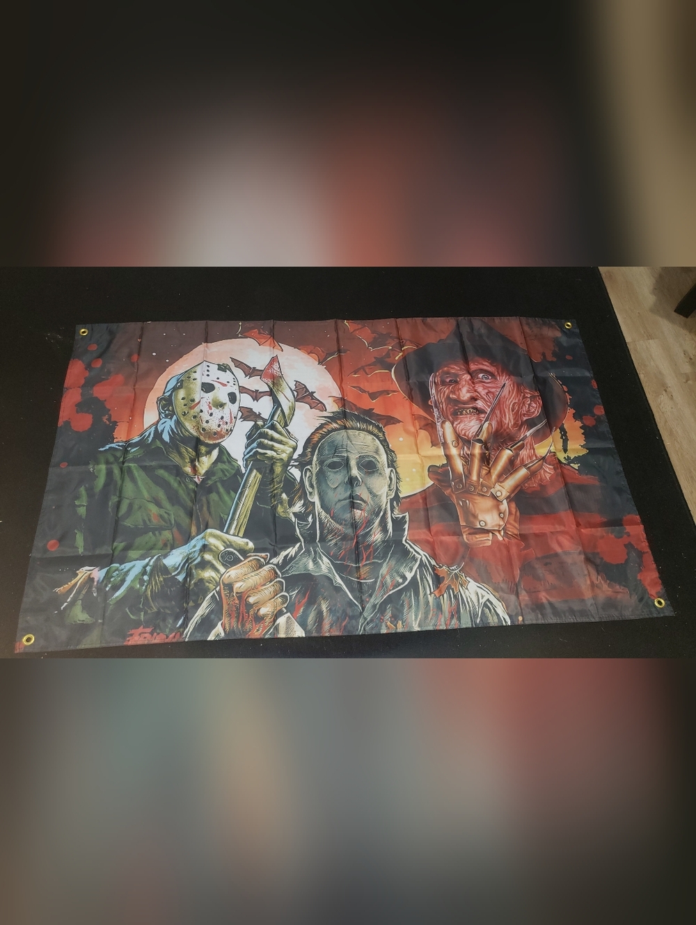 Horror Movie Tapestry Jason Mike Myers Freddy Krueger NWOT